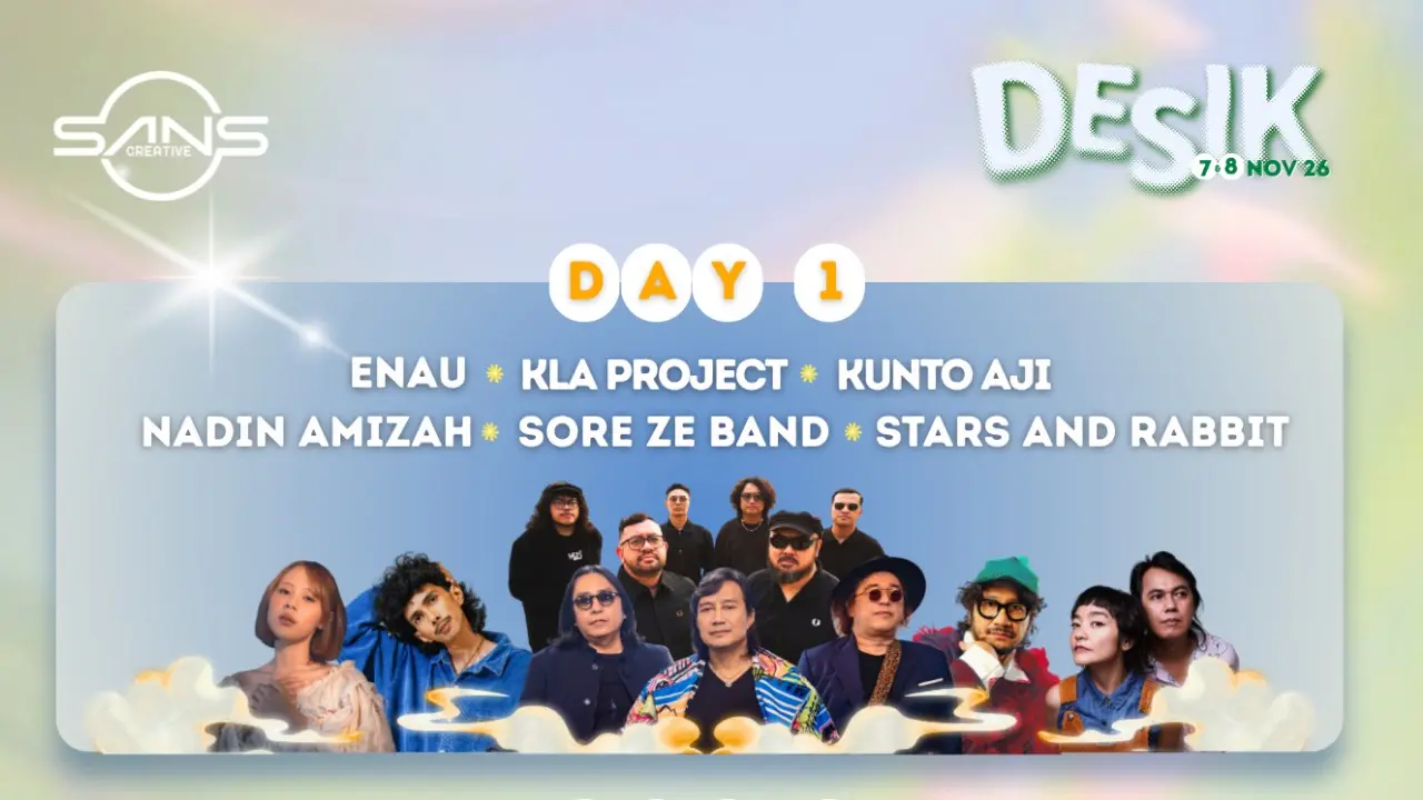 Poster resmi line up Konser Desik Jogja 2026 menampilkan jadwal Peterpan dan Rony Parulian di Asram Edupark